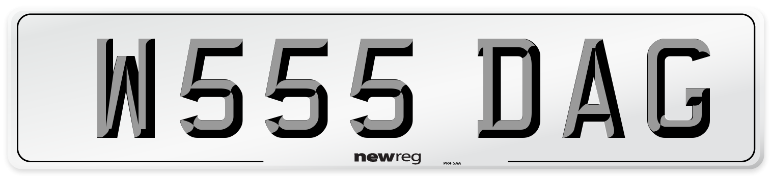 W555 DAG Number Plate from New Reg